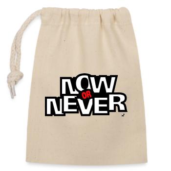 Aujourd’hui Ore Never Lettering - Sac cadeau en coton avec cordon (14 x 20 cm) - nature - Devant