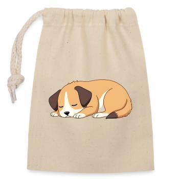 sleeping dog - Closable cotton gift bag (14x20cm) - nature - Front