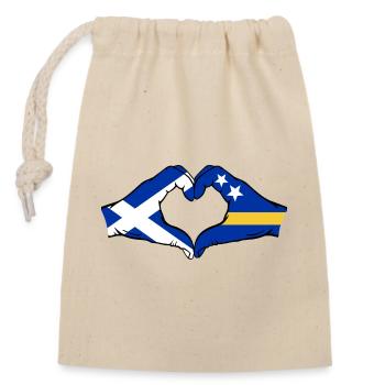 Scotland Curacao Flag Hands Heart Shape - Closable cotton gift bag (14x20cm) - nature - Front