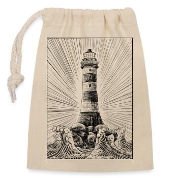 Lighthouse - Closable cotton gift bag (14x20cm) - nature - Front