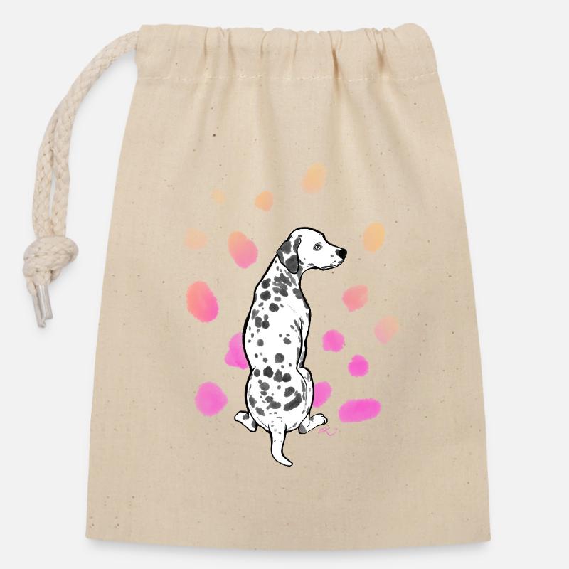 Dalmatian colorful 03 - Closable cotton gift bag (14x20cm) - nature