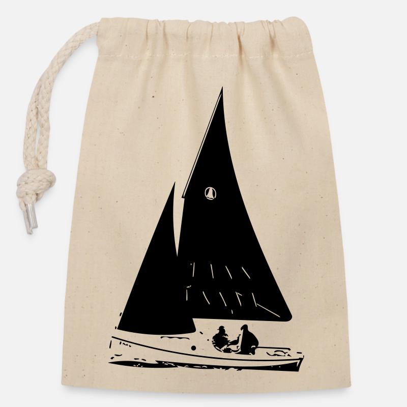 Sailboat - Closable cotton gift bag (14x20cm) - nature