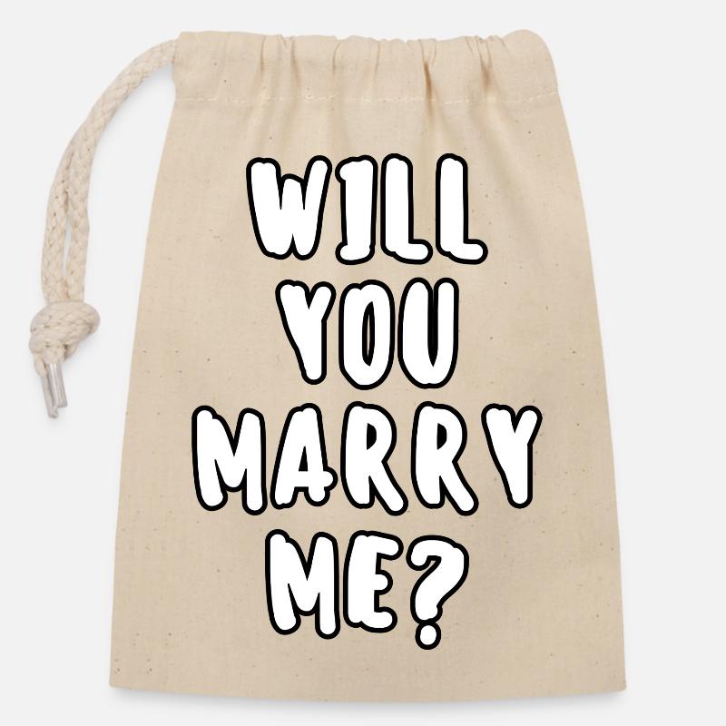 will du marry me - Verschließbarer Geschenkbeutel aus Baumwolle (14x20cm) - Natur