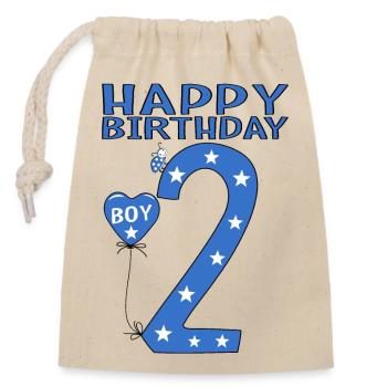 2e anniversaire Jeunes coléoptères de mai - Sac cadeau en coton avec cordon (14 x 20 cm) - nature - Devant