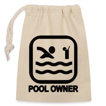 Pool Owner black - Closable cotton gift bag (14x20cm) - nature - Front