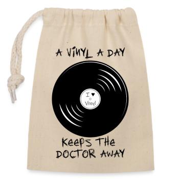 vinyl a day keeps the doctor away love sketch - Verschließbarer Geschenkbeutel aus Baumwolle (14x20cm) - Natur - Vorne