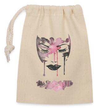 Visage Aquarelle Rose - Sac cadeau en coton avec cordon (14 x 20 cm) - nature - Devant