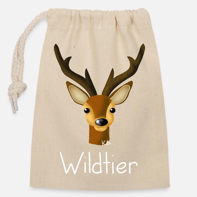 Animal sauvage - Sac cadeau en coton avec cordon (14 x 20 cm) - nature