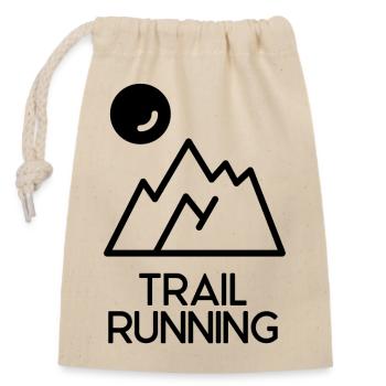 Trailrunning - Verschließbarer Geschenkbeutel aus Baumwolle (14x20cm) - Natur - Vorne