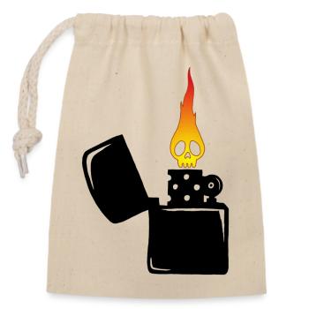 flaming skull and black lighter - Closable cotton gift bag (14x20cm) - nature - Front