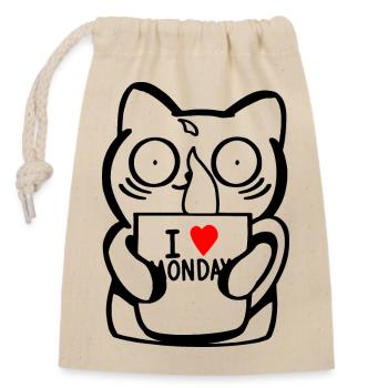 I love Monday - Closable cotton gift bag (14x20cm) - nature - Front
