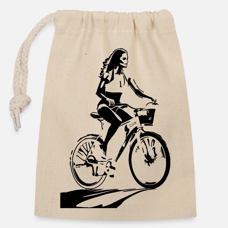 JEUNE VÉLO - Sac cadeau en coton avec cordon (14 x 20 cm) - nature