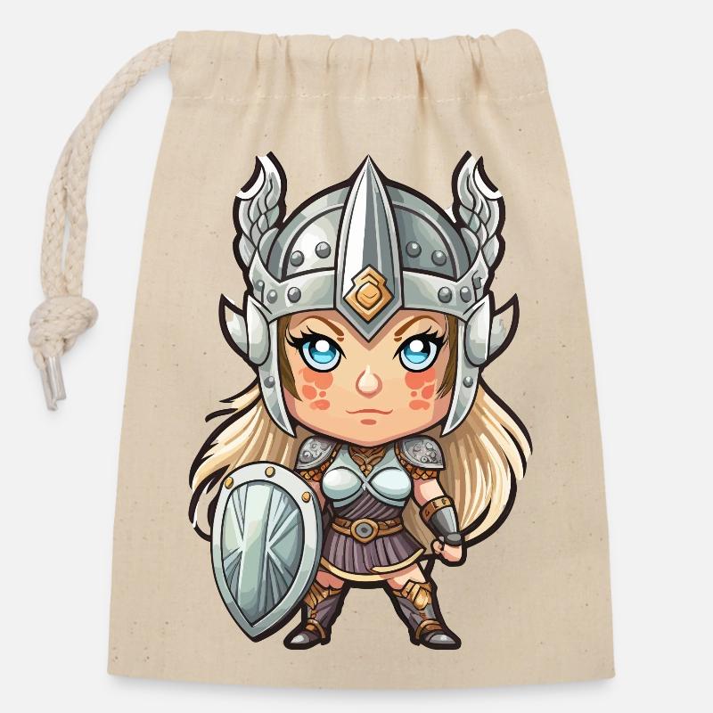 Valkyrie Freya - Sac cadeau en coton avec cordon (14 x 20 cm) - nature