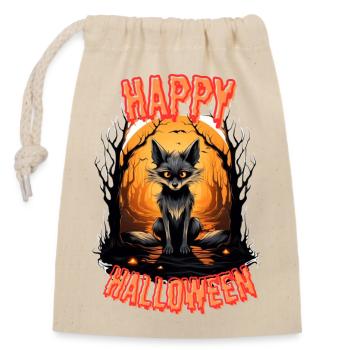 Fabelhafter Halloweenfuchs mit Feuer - Verschließbarer Geschenkbeutel aus Baumwolle (14x20cm) - Natur - Vorne