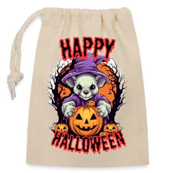 Süßer Halloween-Hamster mit Kürbis-Motiv - Verschließbarer Geschenkbeutel aus Baumwolle (14x20cm) - Natur - Vorne