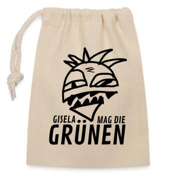 Politics Green State German - Closable cotton gift bag (14x20cm) - nature - Front