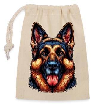 German Shepherd Dog - Closable cotton gift bag (14x20cm) - nature - Front