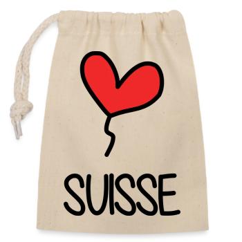 SCHWEIZ. LAND. GENF. HUMOR. FLAGGE - Verschließbarer Geschenkbeutel aus Baumwolle (14x20cm) - Natur - Vorne