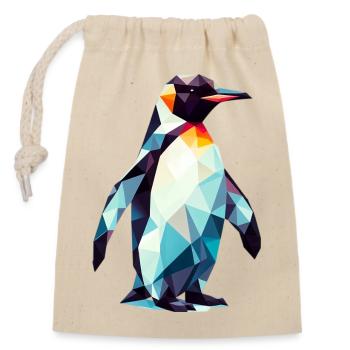 Polygonaler Pinguin - Verschließbarer Geschenkbeutel aus Baumwolle (14x20cm) - Natur - Vorne