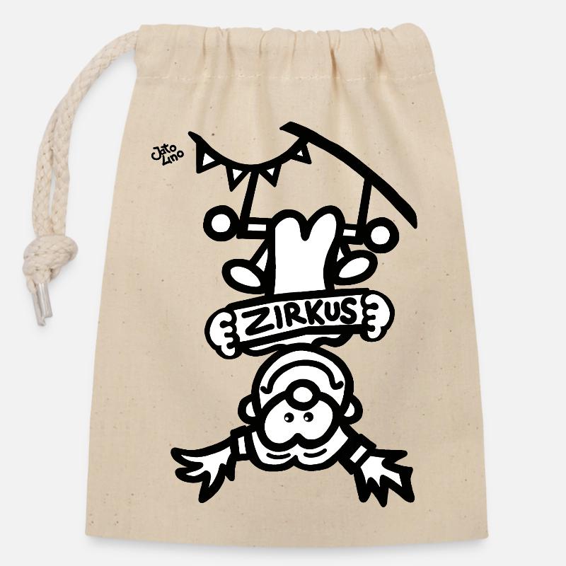 Cirque - Sac cadeau en coton avec cordon (14 x 20 cm) - nature