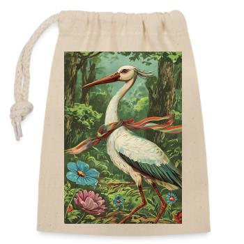 Vintage Stork - Verschließbarer Geschenkbeutel aus Baumwolle (14x20cm) - Natur - Vorne