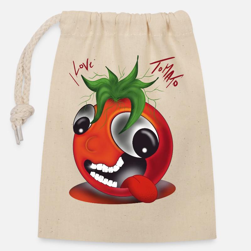 I Love Tomato - Closable cotton gift bag (14x20cm) - nature