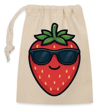 Cool Strawberry Summer Fruity Funny Satisfied - Closable cotton gift bag (14x20cm) - nature - Front