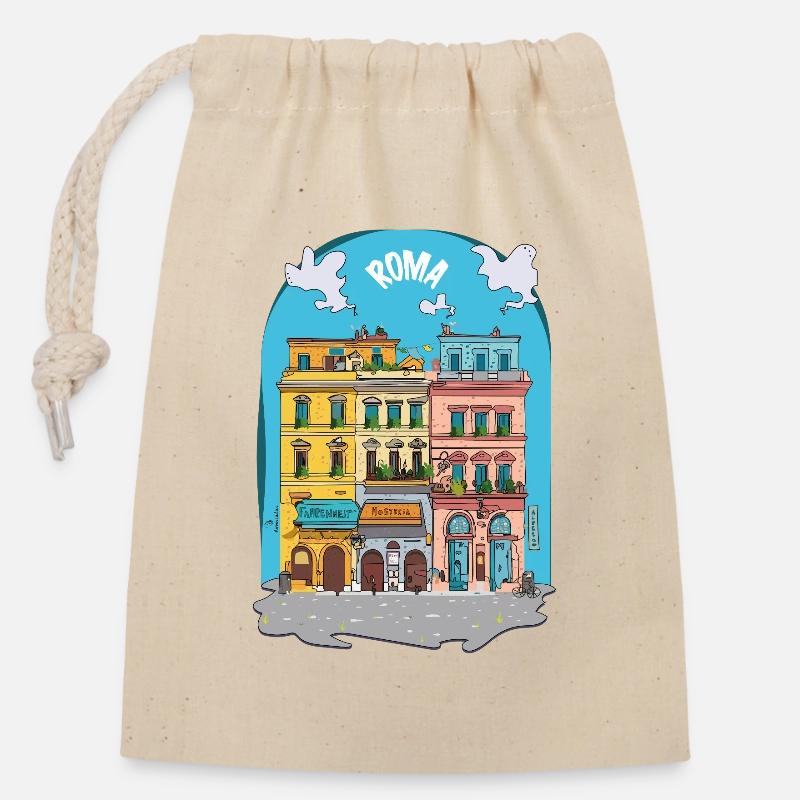 Rome - Closable cotton gift bag (14x20cm) - nature