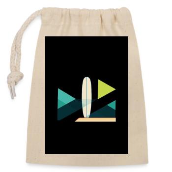 Abstrakte Surf- und Wellenkunst - Verschließbarer Geschenkbeutel aus Baumwolle (14x20cm) - Natur - Vorne