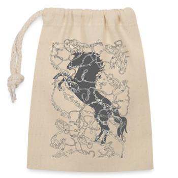 Schönes Pferdeporträt mit Riemen und Ketten - Verschließbarer Geschenkbeutel aus Baumwolle (14x20cm) - Natur - Vorne