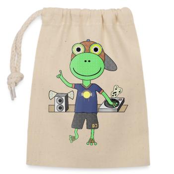 Frosch DJ Beats from the Swamp - Closable cotton gift bag (14x20cm) - nature - Front