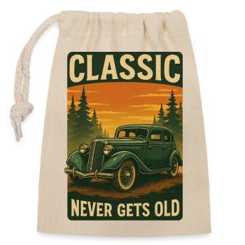 Classic Car Vintage Oldtimer - Verschließbarer Geschenkbeutel aus Baumwolle (14x20cm) - Natur - Vorne