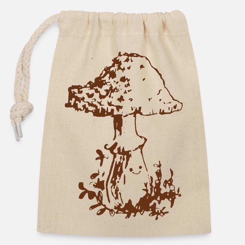 FRÖHLICHER PILZ - Verschließbarer Geschenkbeutel aus Baumwolle (14x20cm) - Natur