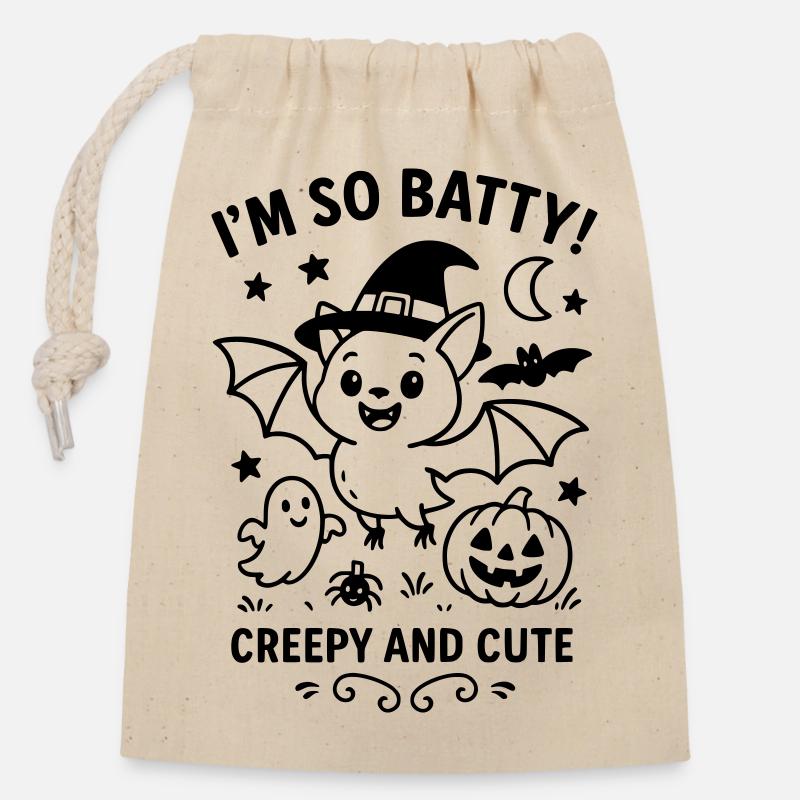 batty - Verschließbarer Geschenkbeutel aus Baumwolle (14x20cm) - Natur