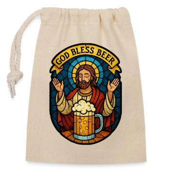 God Bless Beer - Sac cadeau en coton avec cordon (14 x 20 cm) - nature - Devant
