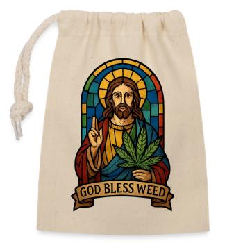 God Bless Weed - Sac cadeau en coton avec cordon (14 x 20 cm) - nature - Devant