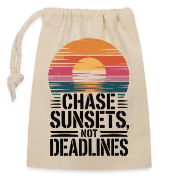 Adventure - Chase Sunsets not Deadlines - Closable cotton gift bag (14x20cm) - nature - Front