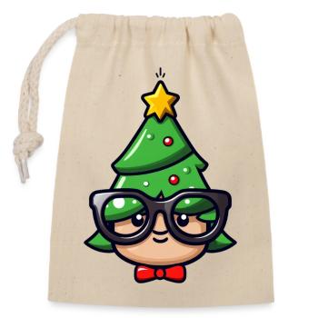 Personnage de Noël geek festif - Sac cadeau en coton avec cordon (14 x 20 cm) - nature - Devant