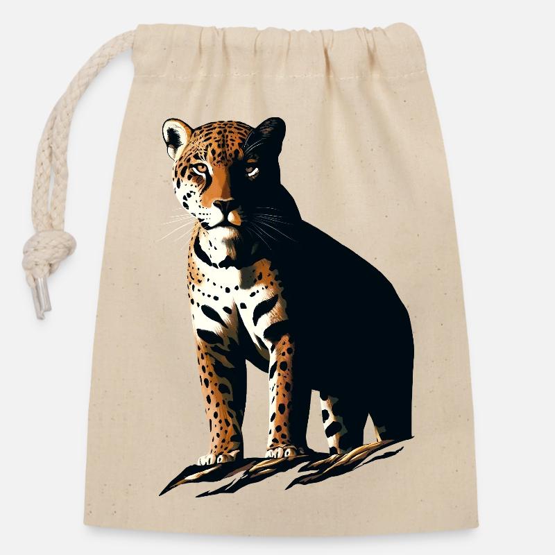 jaguar - Closable cotton gift bag (14x20cm) - nature
