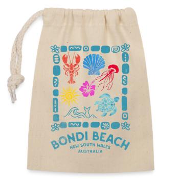Bondi Beach Marine Souvenir - Sac cadeau en coton avec cordon (14 x 20 cm) - nature - Devant