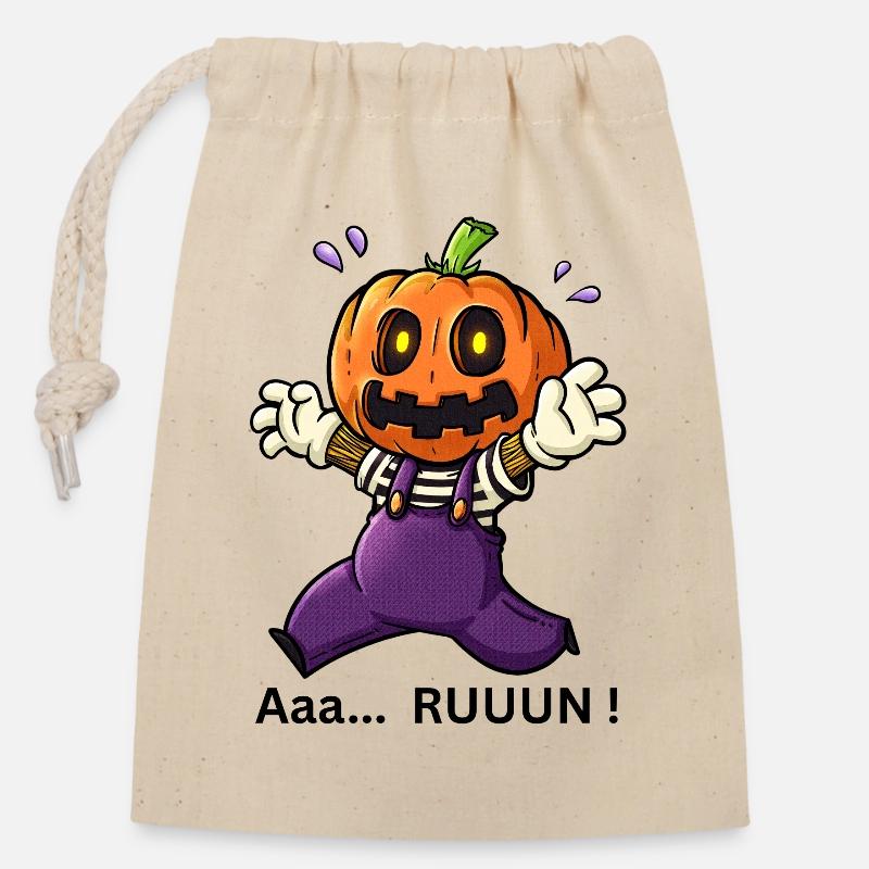 Aaa RUUUN ! - Sac cadeau en coton avec cordon (14 x 20 cm) - nature