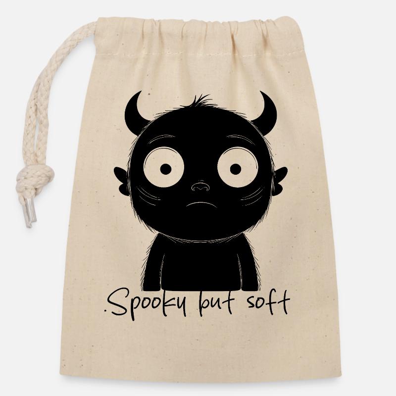 Effrayant mais doux - Sac cadeau en coton avec cordon (14 x 20 cm) - nature