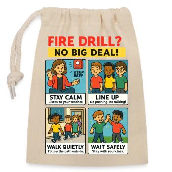 Fire alarm made easy - Closable cotton gift bag (14x20cm) - nature - Front