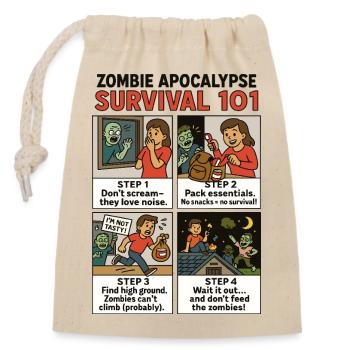 Zombie Survival Guide - Verschließbarer Geschenkbeutel aus Baumwolle (14x20cm) - Natur - Vorne
