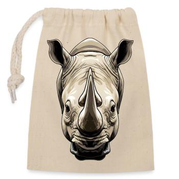 Rhino Illustration - Closable cotton gift bag (14x20cm) - nature - Front
