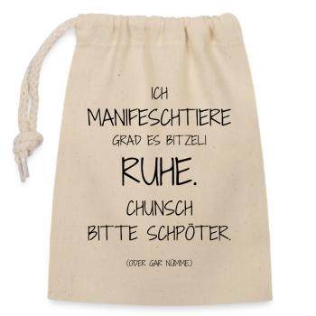 Statement Design – Irony Meets Spirituality - Closable cotton gift bag (14x20cm) - nature - Front
