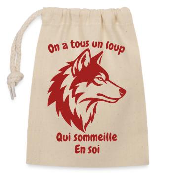 Schlafender innerer Wolf - Verschließbarer Geschenkbeutel aus Baumwolle (14x20cm) - Natur - Vorne