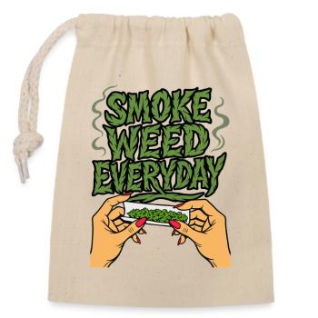 Everyday Smoke Funny Green Style - Closable cotton gift bag (14x20cm) - nature - Front