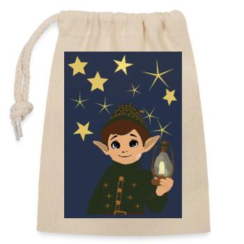 Lutin lumière sous les étoiles - Sac cadeau en coton avec cordon (14 x 20 cm) - nature - Devant