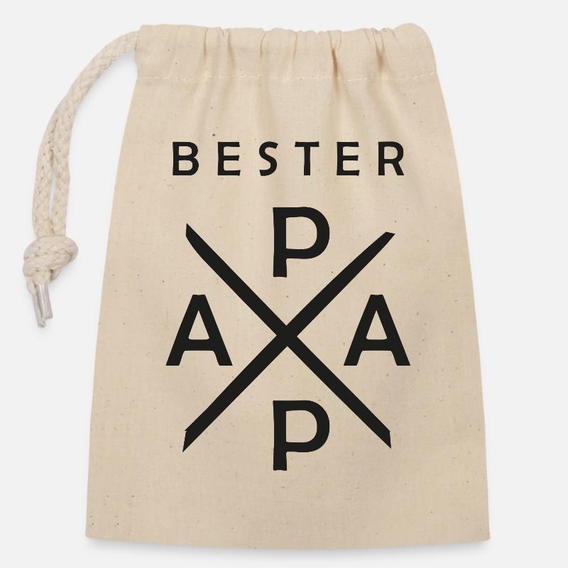 Papa - Verschließbarer Geschenkbeutel aus Baumwolle (14x20cm) - Natur